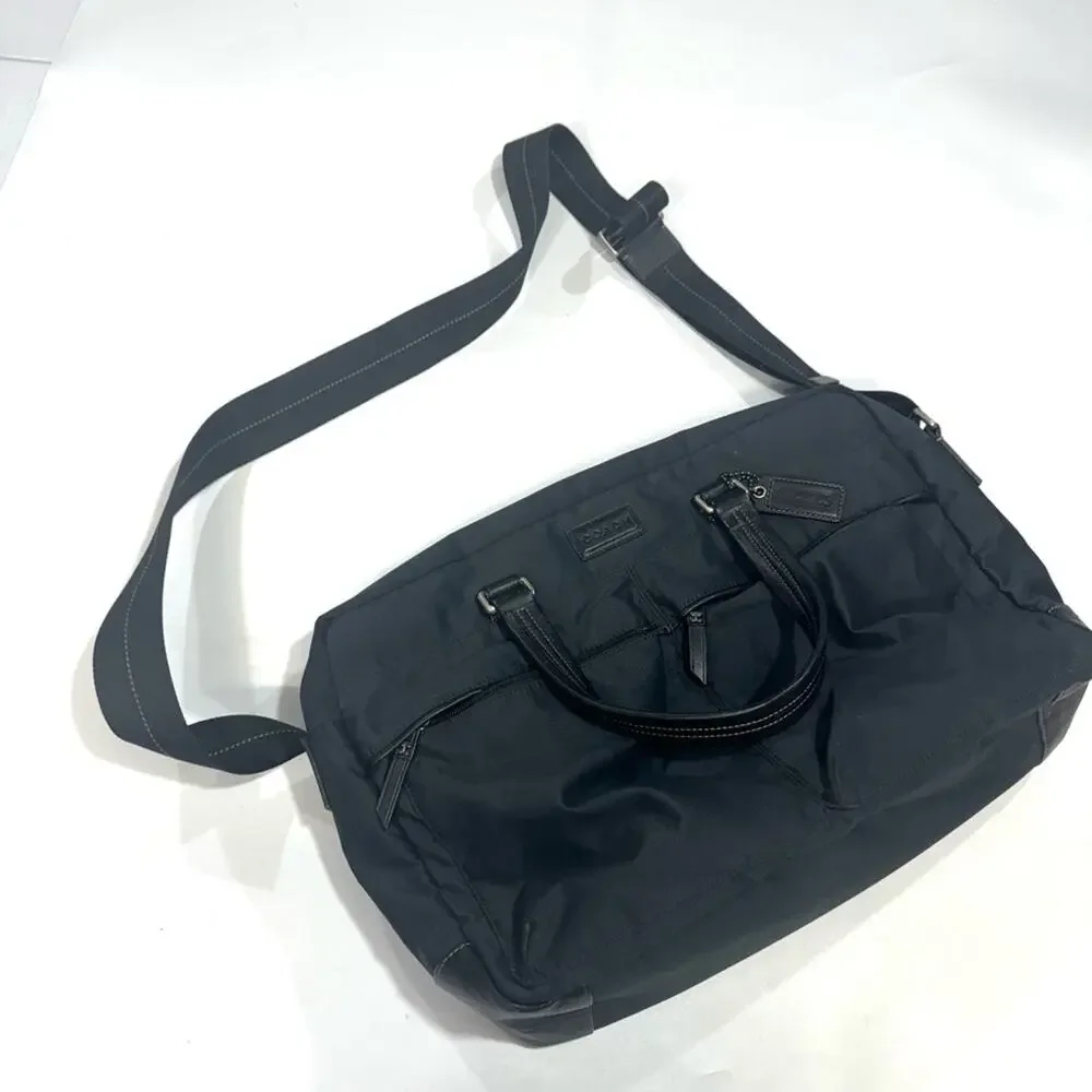 Coach 70681 Varick Nylon messenger bag laptop black briefcase unisex
